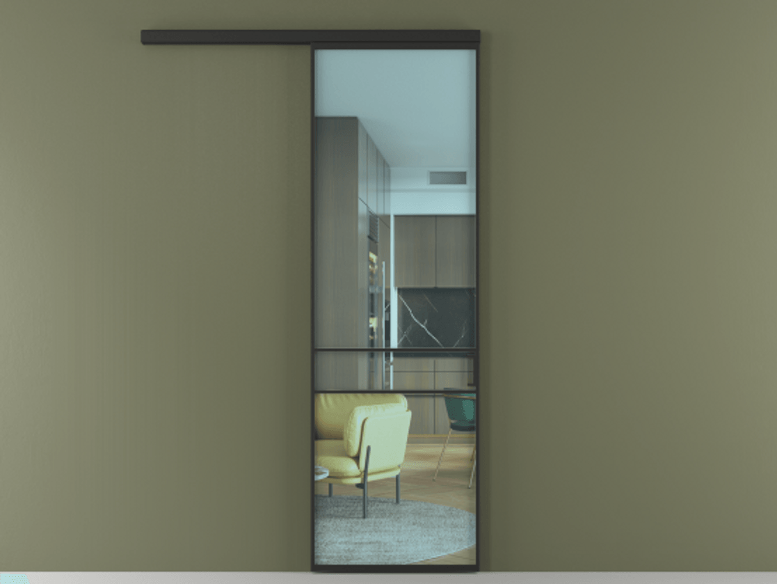 Перегородка Formato вдоль стены 1 створка АЛПР 040.02 Алюминий Черный Прозрачное голубое стекло, триплекс Цена 5400 Br  | Volhovec