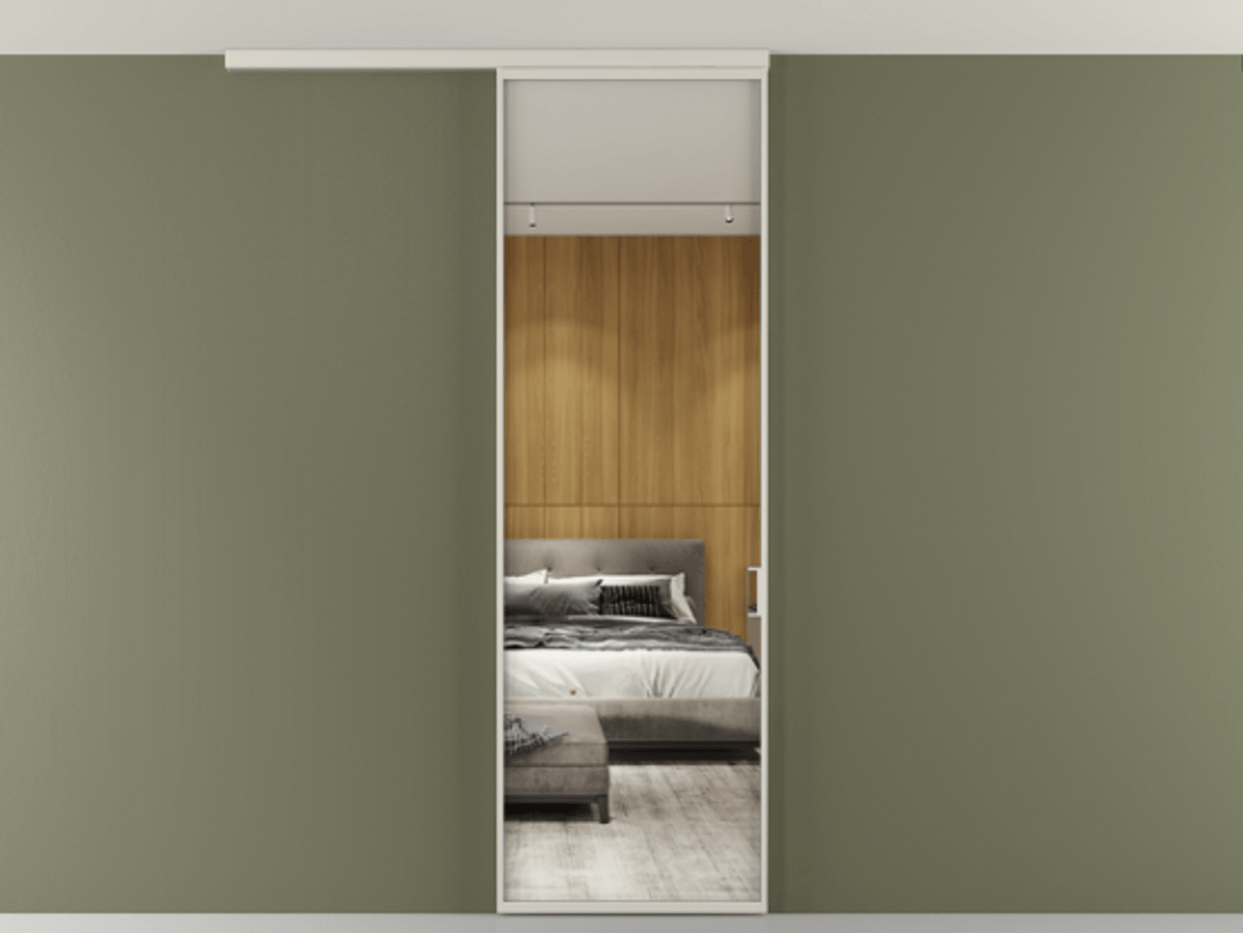 Перегородка Formato вдоль стены на потолок 1 створка АЛПР 040.01 Алюминий облачно-серый Двустороннее зеркало, триплекс , триплекс 6 мм Цена 5150 Br | Volhovec