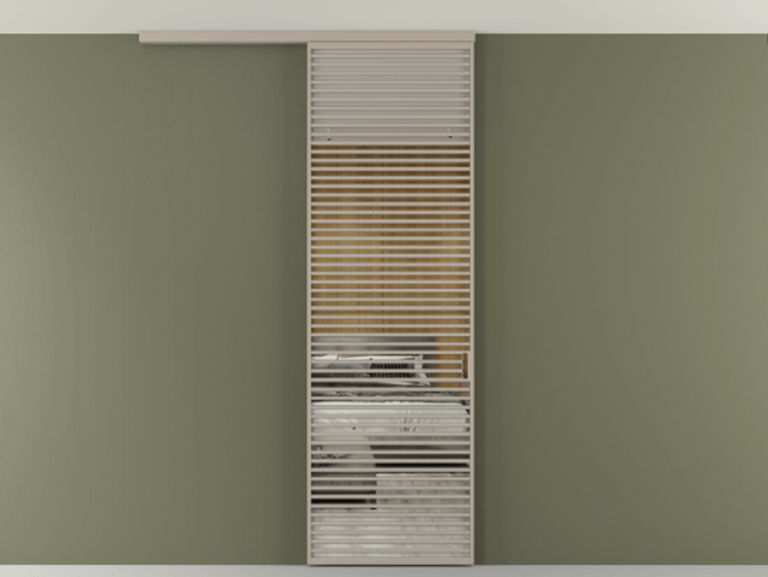 Перегородка Formato вдоль стены на потолок 1 створка АЛПР 040.07 Алюминий бисквитный Двустороннее зеркало, триплекс , триплекс 6 мм Цена 9500 Br | Volhovec