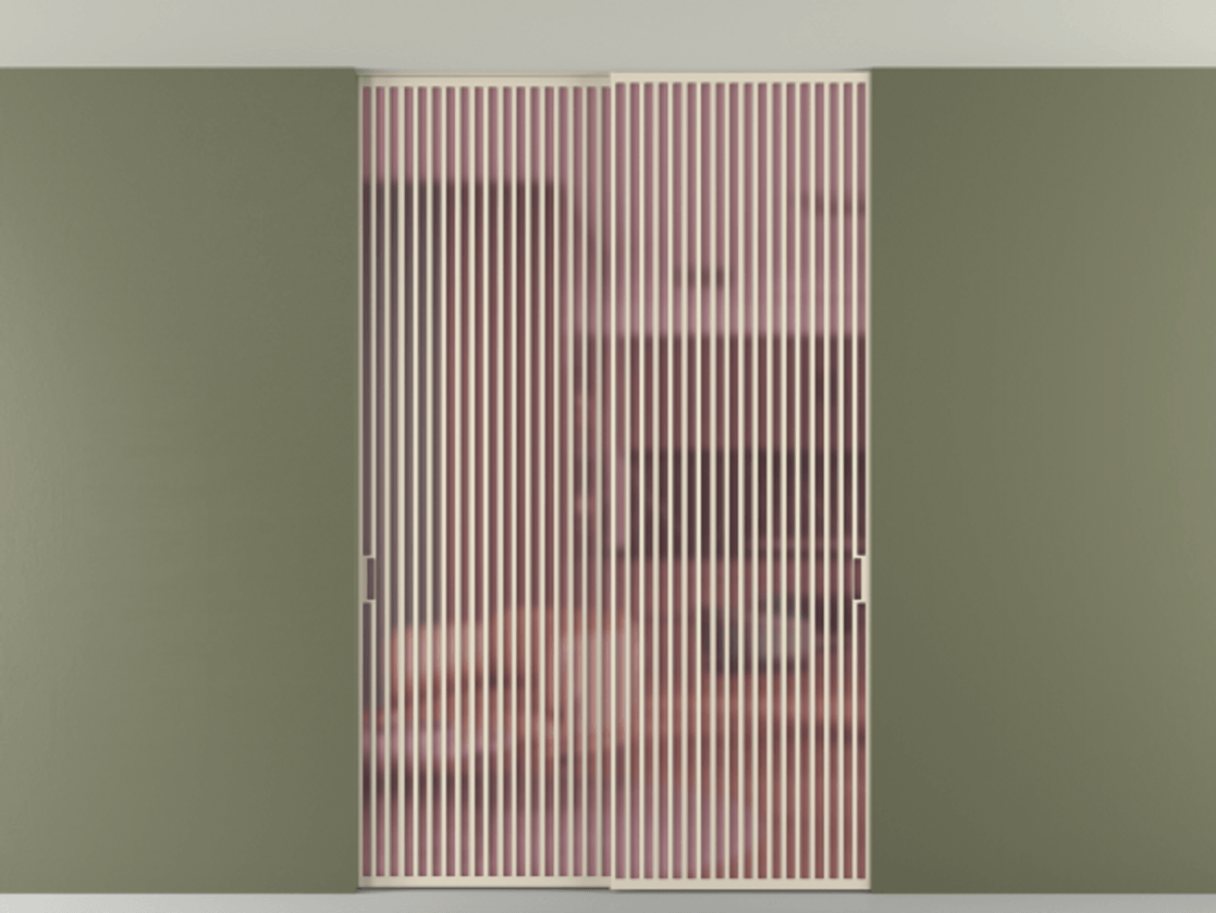 Перегородка Formato внутри проёма скрытое крепление в потолок 2 створки АЛПР 040.06 Алюминий бежево-серый Сатинированное розовое стекло, триплекс Цена 27000 Br | Volhovec