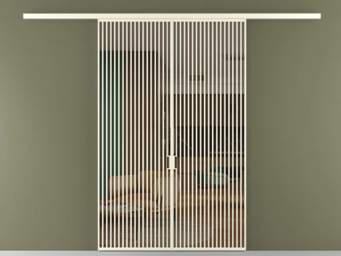 Перегородка Формато вдоль стены 2 створки АЛПР 040.06 Алюминий молочно-белый Прозрачное бронзовое стекло, триплекс Цена 18310 Br | Volhovec