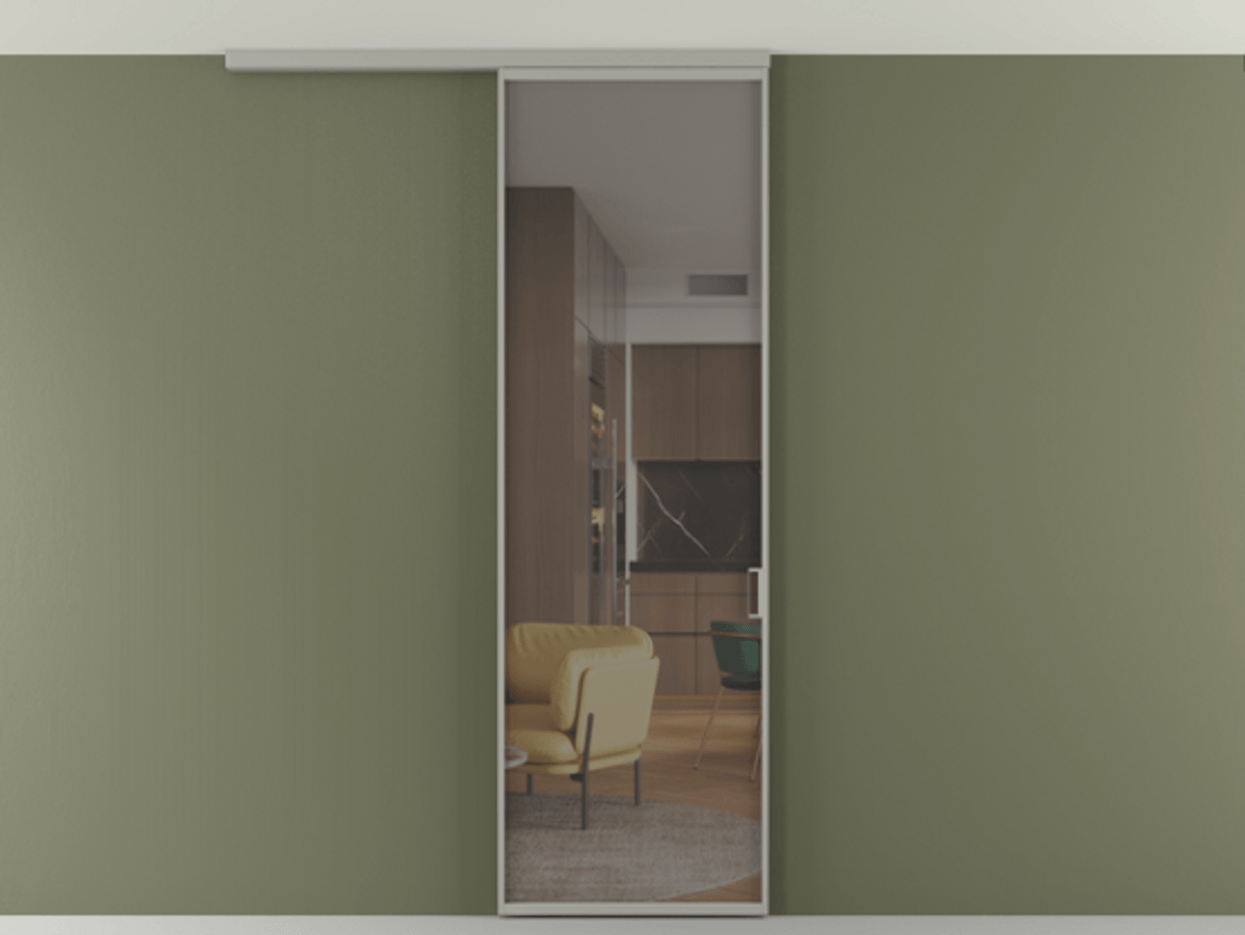 Перегородка Formato вдоль стены на потолок 1 створка АЛПР 040.01 Алюминий нейтральный серый Прозрачное серое стекло, триплекс Цена 5150 Br | Volhovec