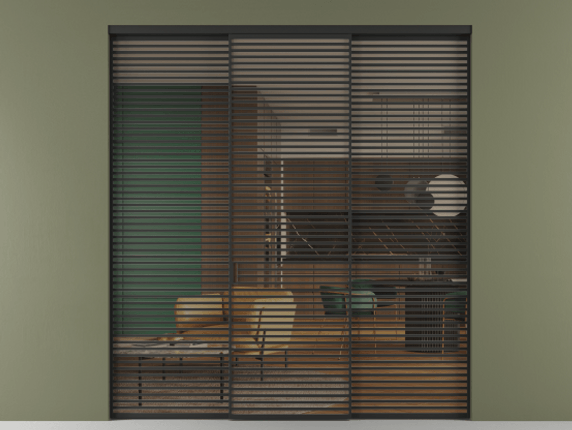 Перегородка Formato внутри проёма 3 створки АЛПР 040.07 Алюминий Черный Прозрачное бронзовое стекло, триплекс Цена 24730 Br | Volhovec