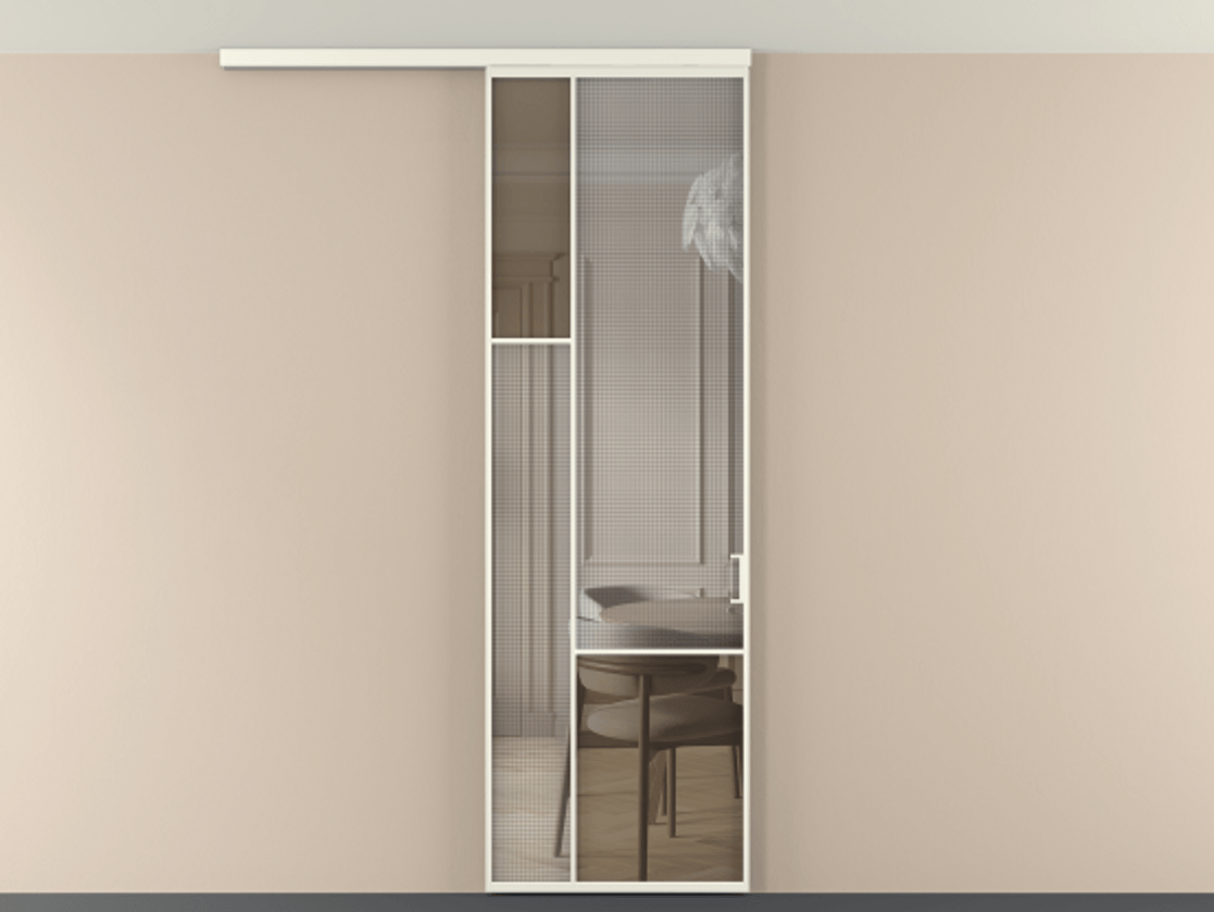 Перегородка Mosaic вдоль стены на потолок 1 створка АЛПР 041.13 Алюминий жемчужный Декоративное стекло с сеткой "Mesh silver", триплекс, 6 мм + Прозрачное бронзовое стекло, триплекс. Цена 7541 Br . Фабрика дверей Волховец 8 (800) 551 43 19 Перегородка Mosaic вдоль стены на потолок 1 створка АЛПР 041.13 Алюминий жемчужный Декоративное стекло с сеткой "Mesh silver", триплекс, 6 мм + Прозрачное бронзовое стекло, триплекс Цена 7541 Br | Volhovec