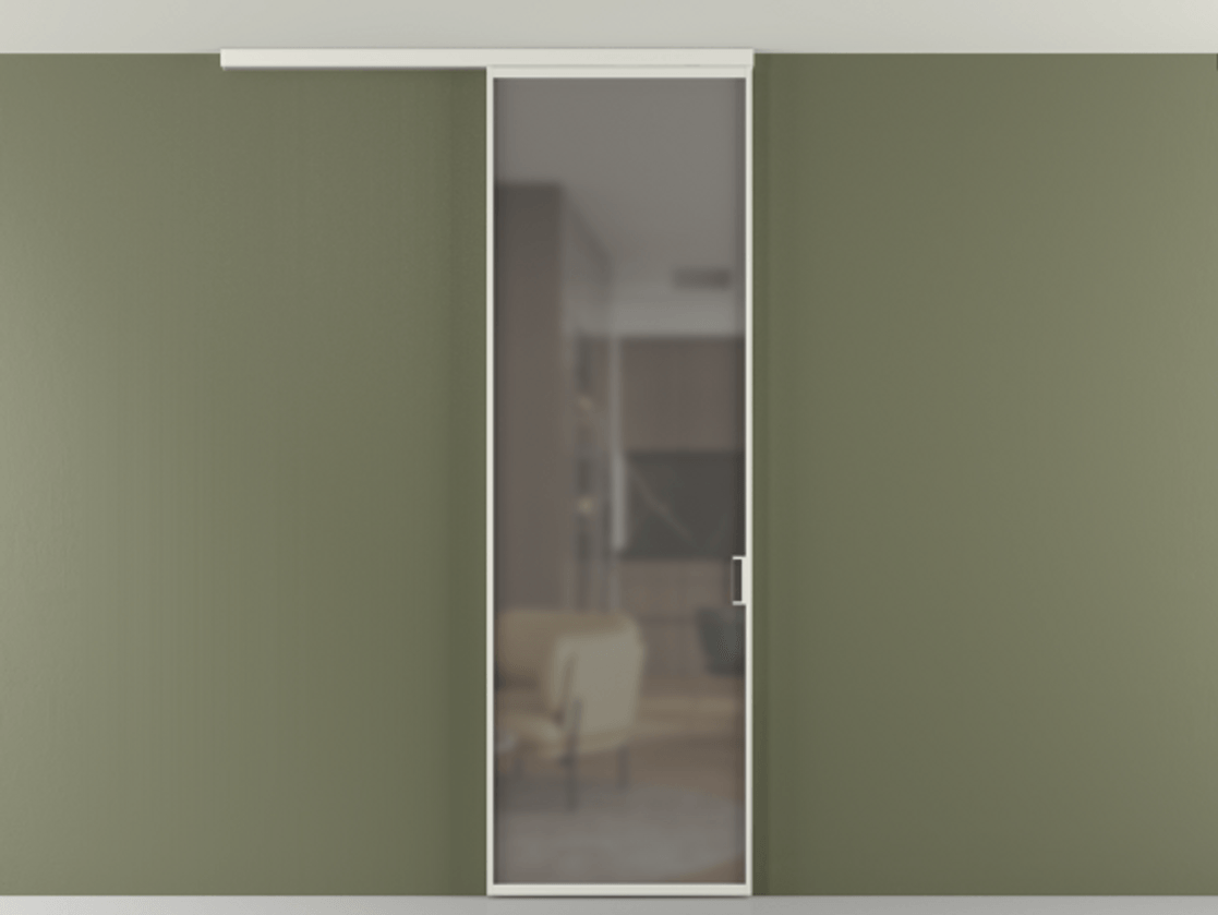 Перегородка Formato вдоль стены на потолок 1 створка АЛПР 040.01 Алюминий серый Сатинированное серое стекло, триплекс Цена 5150 Br | Volhovec