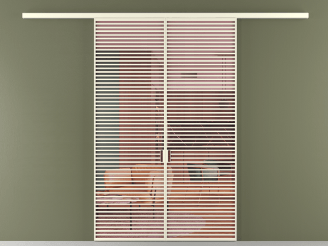 Перегородка Формато вдоль стены 2 створки АЛПР 040.07 Алюминий молочно-белый Прозрачное розовое стекло, триплекс Цена 18300 Br | Volhovec