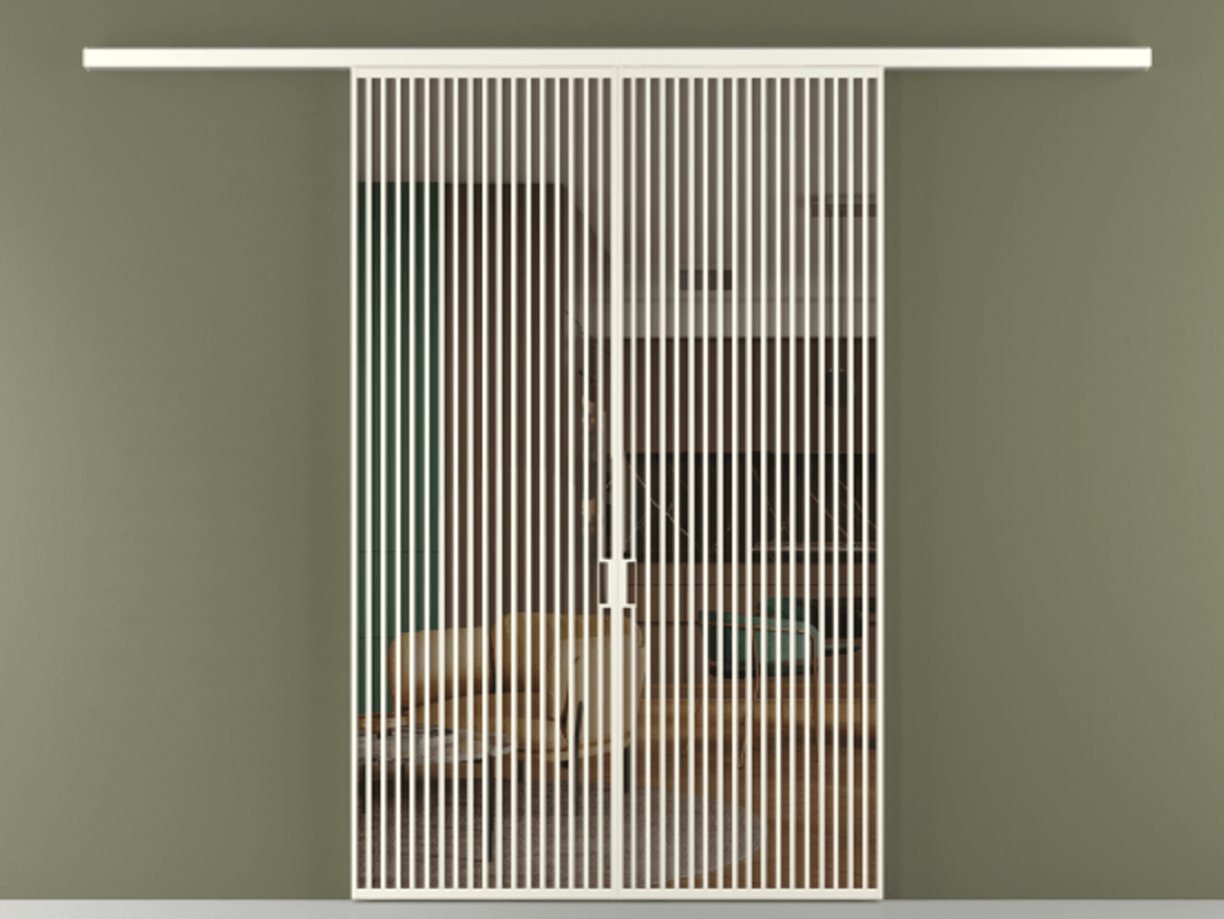 Перегородка Формато вдоль стены 2 створки АЛПР 040.06 Алюминий жемчужный Прозрачное бронзовое стекло, триплекс Цена 18310 Br | Volhovec