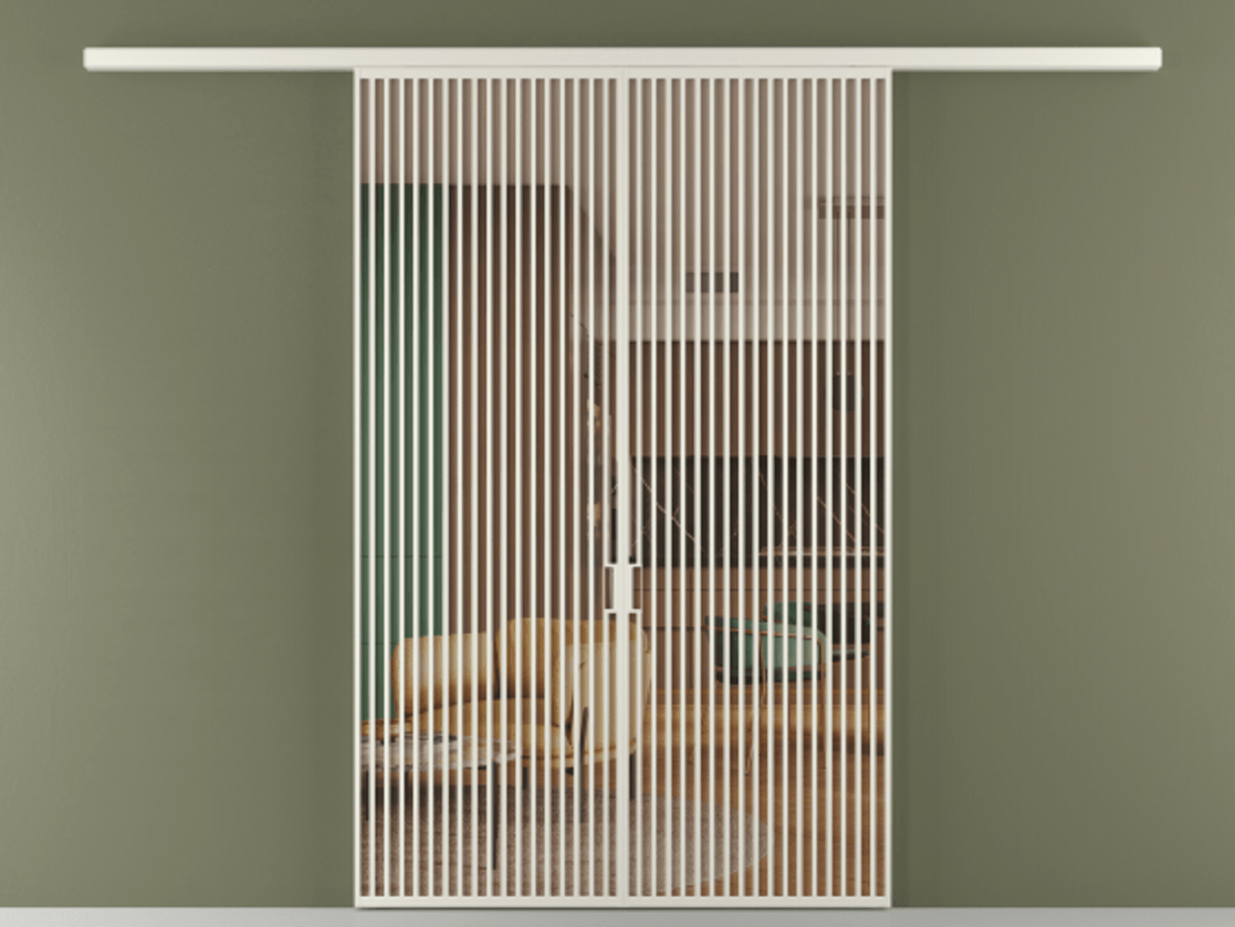 Перегородка Формато вдоль стены 2 створки АЛПР 040.06 Алюминий Белый Прозрачное оранжевое стекло, триплекс Цена 18400 Br | Volhovec