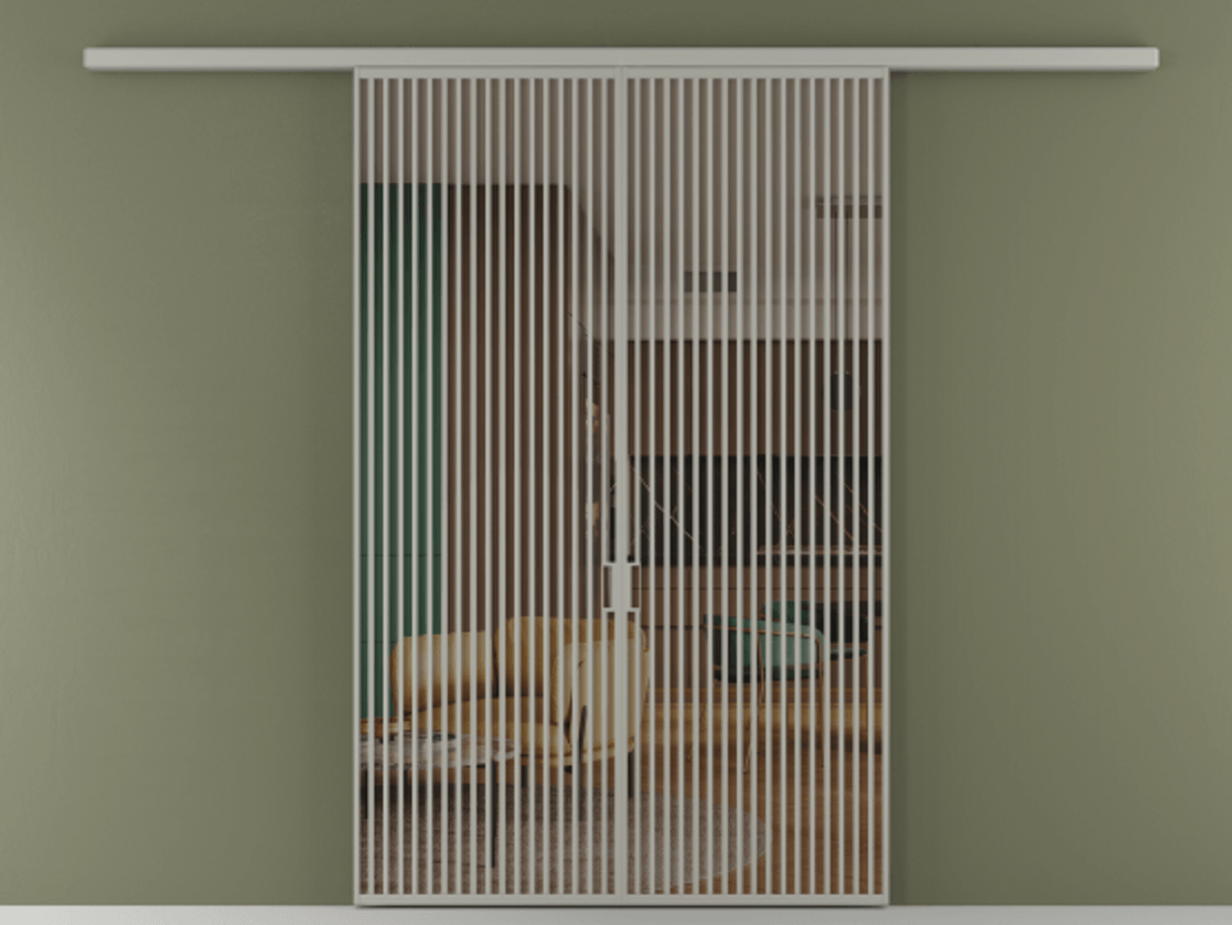 Перегородка Formato вдоль стены 2 створки АЛПР 040.06 Алюминий нейтральный серый Прозрачное бронзовое стекло, триплекс Цена 22940 Br | Volhovec