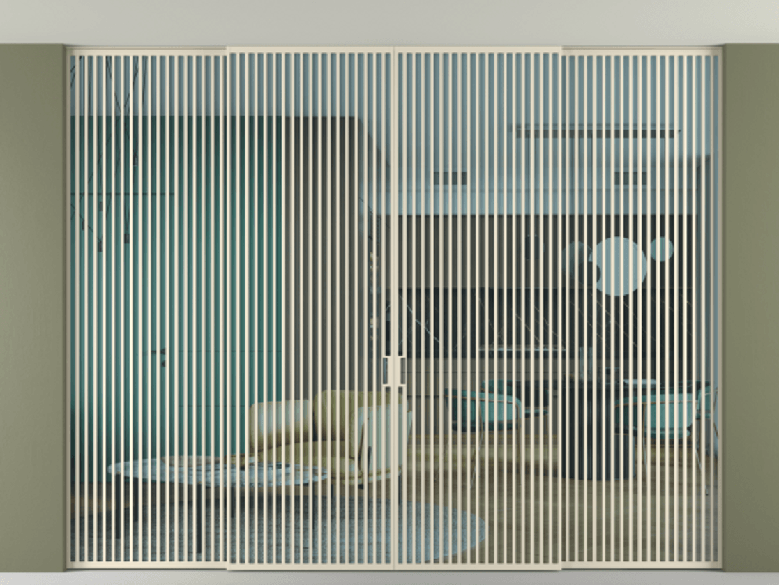 Перегородка Формато внутри проёма скрытое крепление в потолок 4 створки АЛПР 040.06 Алюминий бежево-серый Прозрачное голубое стекло, триплекс Цена 42900 Br | Volhovec