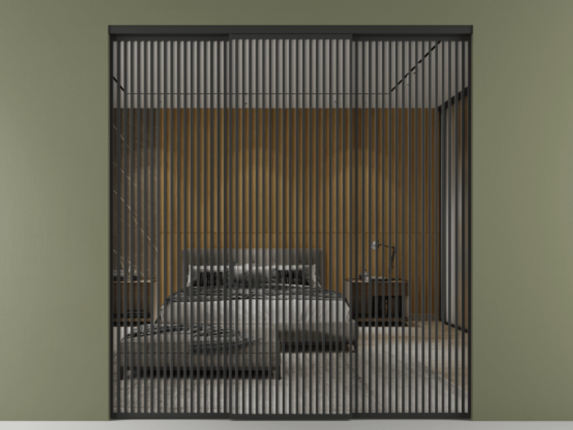 Перегородка Formato внутри проёма 3 створки АЛПР 040.06 Алюминий Черный Двустороннее зеркало, триплекс , триплекс 6 мм Цена 24730 Br | Volhovec