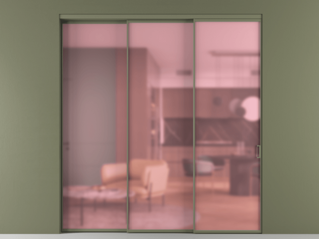 Перегородка Formato внутри проёма 3 створки с синхронным механизмом АЛПР 040.01 Алюминий оливковый тёмный Сатинированное розовое стекло, триплекс. Цена 17700 Br 1. Полотно 3 шт. (800/2100 мм)
2. Комплект установки раздвижной системы
3. Базовый комплект фурнитуры
4. Комплект фурнитуры телескопик синхро-2
5.Ручка RONDO
. Фабрика дверей Волховец 8 (800) 551 43 19 Перегородка Formato внутри проёма 3 створки с синхронным механизмом АЛПР 040.01 Алюминий оливковый тёмный Сатинированное розовое стекло, триплекс Цена 17700 Br | Volhovec