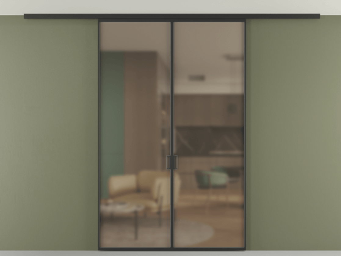 Перегородка Formato вдоль стены на потолок двустворчатая #VENDORCODE# #FURNISH# #GLASS# Цена #PRICE# #CURRENCY# | Volhovec