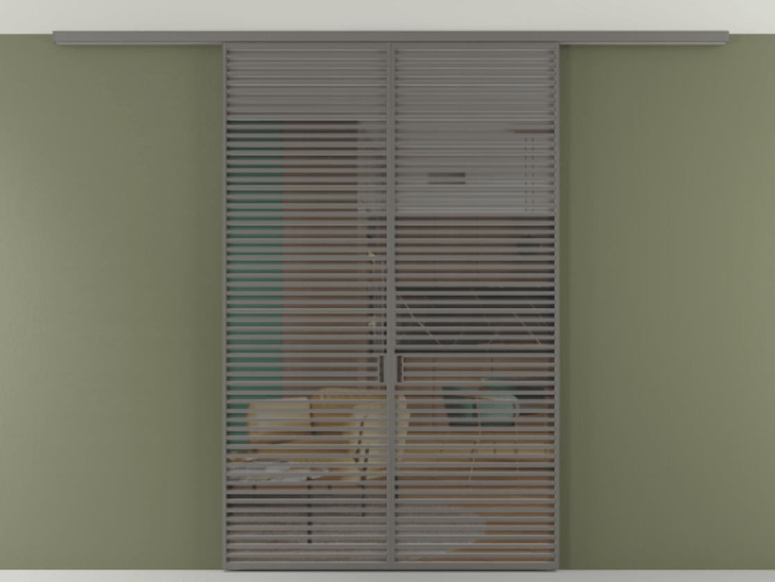 Перегородка Формато вдоль стены на потолок 2 створки АЛПР 040.07 Алюминий классический серый Прозрачное серое стекло, триплекс Цена 18620 Br | Volhovec