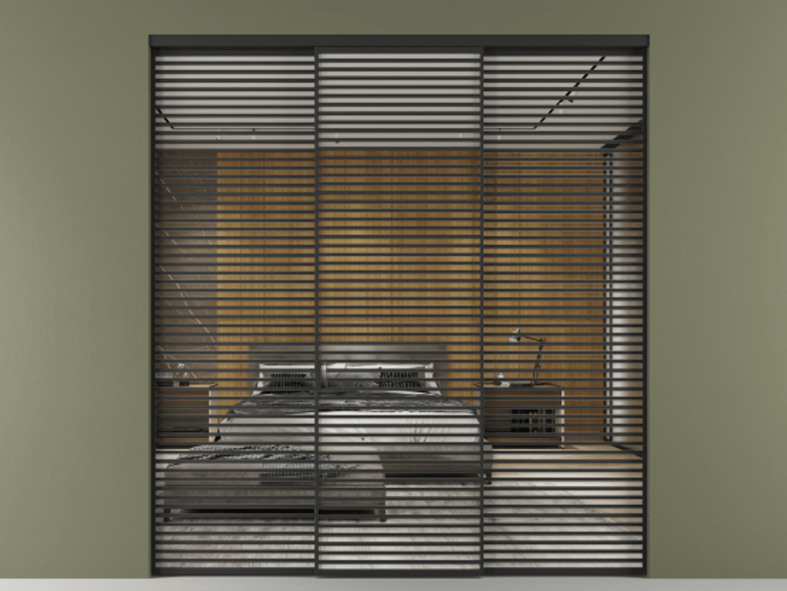 Перегородка Формато внутри проёма 3 створки АЛПР 040.07 Алюминий Черный Двустороннее зеркало, триплекс , триплекс 6 мм Цена 23410 Br | Volhovec