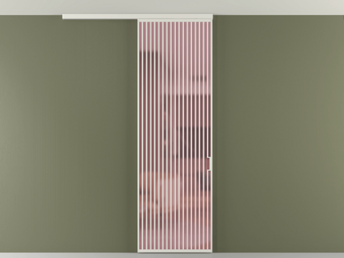 Перегородка Формато вдоль стены на потолок 1 створка АЛПР 040.06 Алюминий серый Сатинированное розовое стекло, триплекс Цена 9500 Br | Volhovec