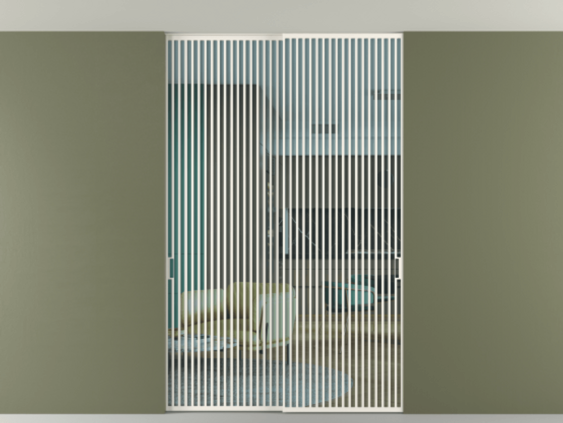 Перегородка Formato внутри проёма скрытое крепление в потолок 2 створки АЛПР 040.06 Алюминий пудровый белый Прозрачное голубое стекло, триплекс Цена 27000 Br | Volhovec