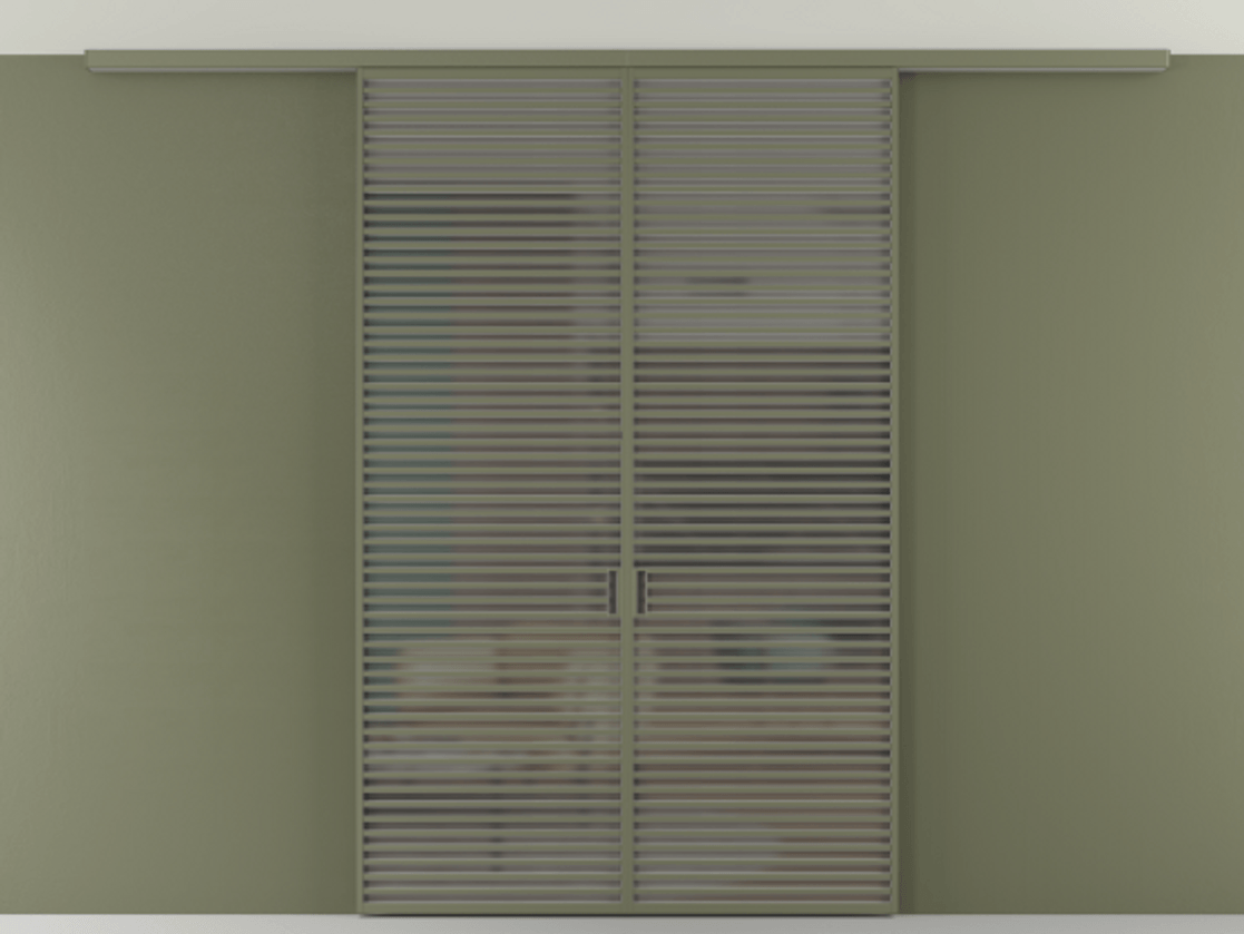 Перегородка Формато вдоль стены на потолок 2 створки АЛПР 040.07 Алюминий оливковый тёмный Сатинированное серое стекло, триплекс Цена 19640 Br | Volhovec