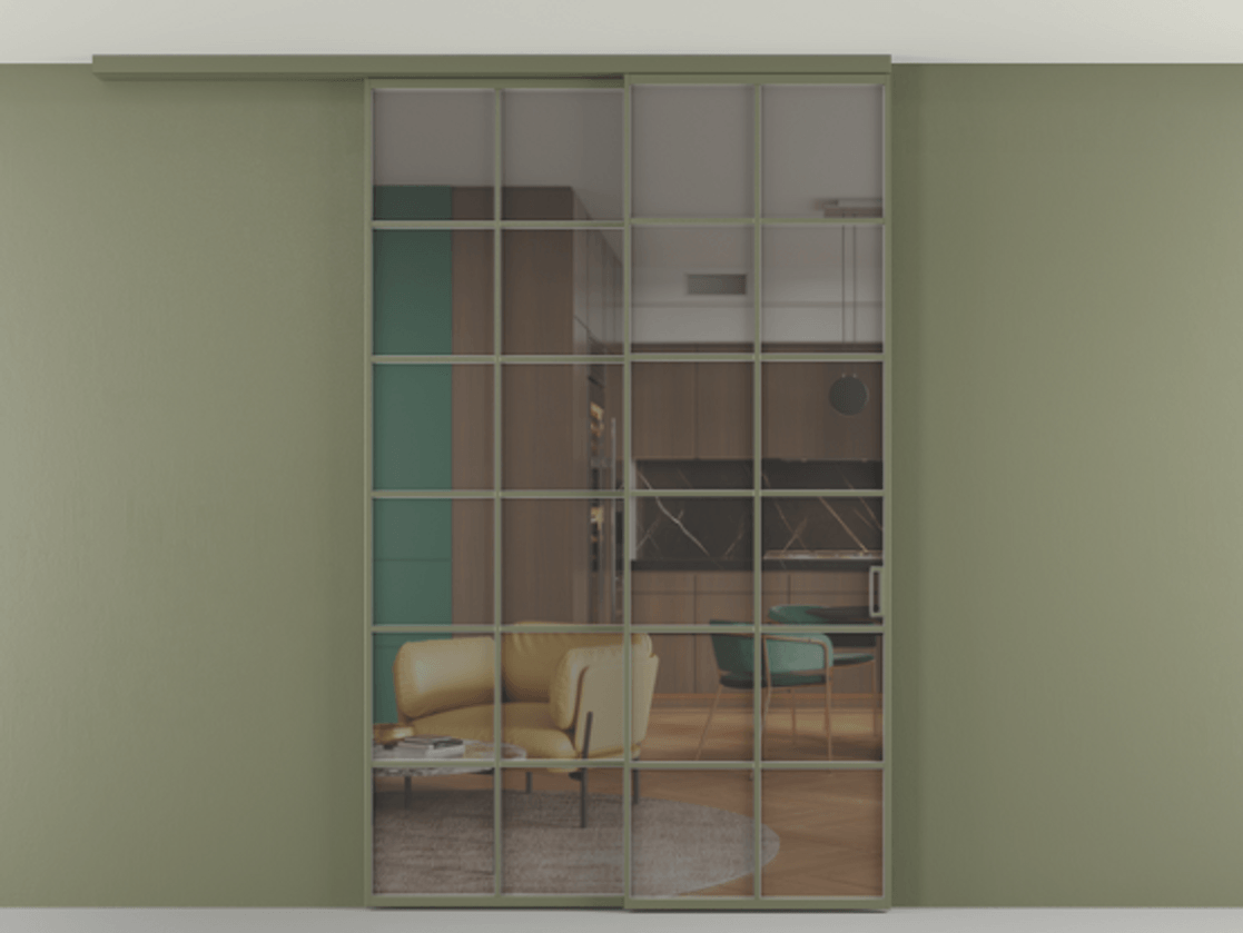 Перегородка Формато вдоль стены на потолок 2 створки с синхронным механизмом АЛПР 040.05 Алюминий оливковый тёмный Прозрачное серое стекло, триплекс. Цена 15110 Br 1. Полотно 2 шт. (800/2100 мм)
2. Комплект установки раздвижной системы
3. Базовый комплект фурнитуры
4.Ручка RONDO
. Фабрика дверей Волховец 8 (800) 551 43 19 Перегородка Формато вдоль стены на потолок 2 створки с синхронным механизмом АЛПР 040.05 Алюминий оливковый тёмный Прозрачное серое стекло, триплекс Цена 15110 Br | Volhovec