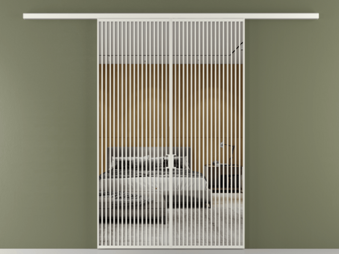 Перегородка Формато вдоль стены 2 створки АЛПР 040.06 Алюминий серый Двустороннее зеркало, триплекс , триплекс 6 мм Цена 18310 Br | Volhovec