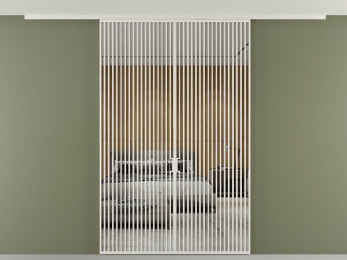 Перегородка Формато вдоль стены на потолок 2 створки АЛПР 040.06 Алюминий Белый Двустороннее зеркало, триплекс , триплекс 6 мм Цена 22680 Br | Volhovec