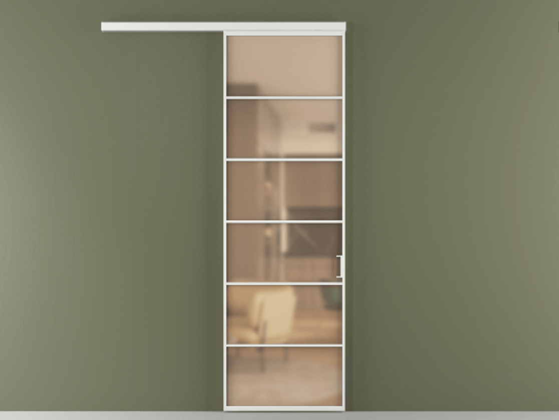 Перегородка Formato вдоль стены 1 створка АЛПР 040.04 Алюминий белоснежный Сатинированное оранжевое стекло, триплекс Цена 6000 Br  | Volhovec