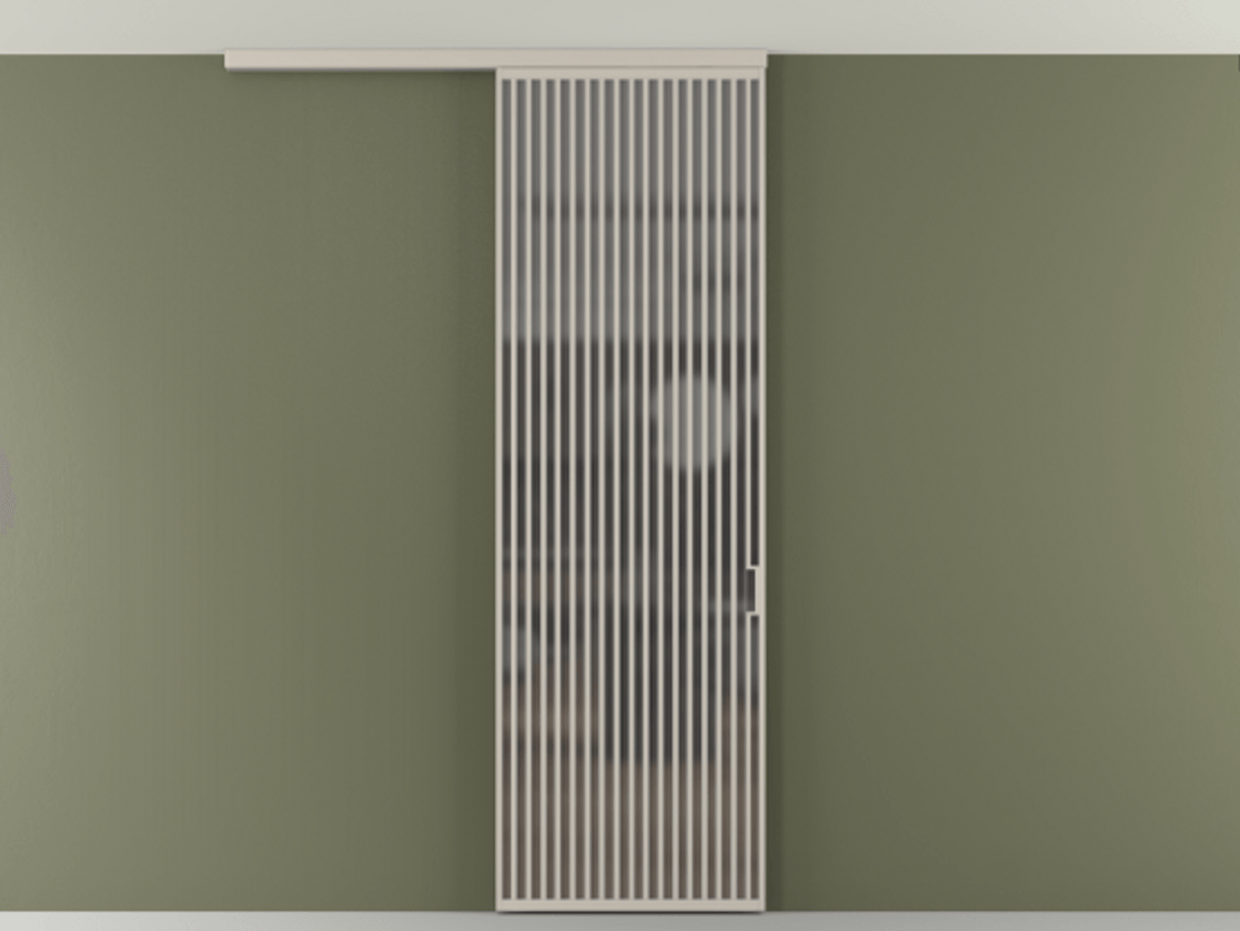 Перегородка Formato вдоль стены на потолок 1 створка АЛПР 040.06 Алюминий светло-бежевый Сатинированное серое стекло, триплекс Цена 9500 Br | Volhovec