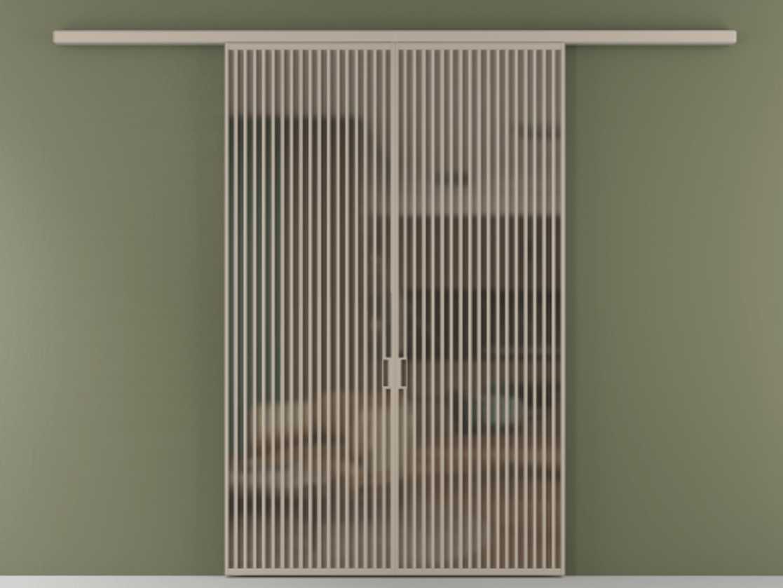 Перегородка Formato вдоль стены 2 створки АЛПР 040.06 Алюминий бисквитный Сатинированное бронзовое стекло, триплекс Цена 22940 Br | Volhovec