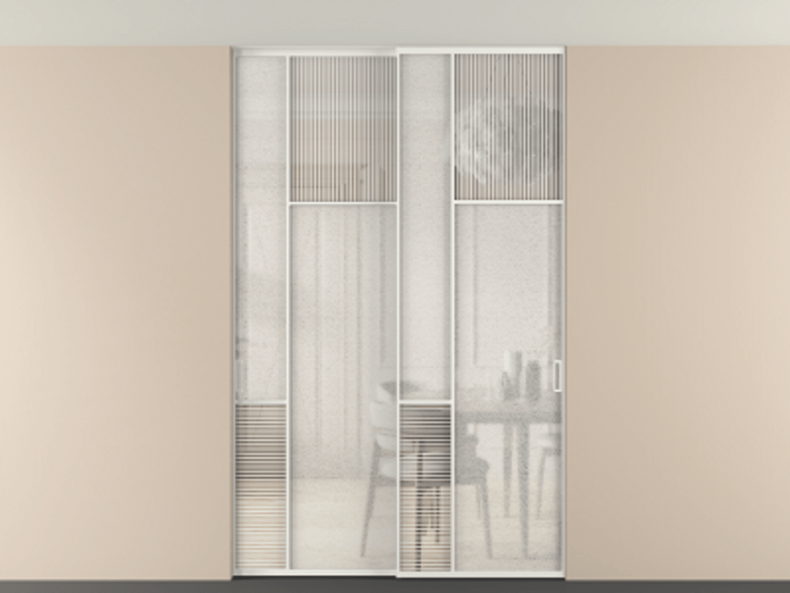 Перегородка Мозаик внутри проёма скрытое крепление в потолок 2 створки АЛПР 041.11 Алюминий светло-серый Рифлёное стекло "Дюна", триплекс, 6 мм + Фактурное стекло "Лёд", триплекс. Цена 18210 Br . Фабрика дверей Волховец 8 (800) 551 43 19 Перегородка Мозаик внутри проёма скрытое крепление в потолок 2 створки АЛПР 041.11 Алюминий светло-серый Рифлёное стекло "Дюна", триплекс, 6 мм + Фактурное стекло "Лёд", триплекс Цена 18210 Br | Volhovec
