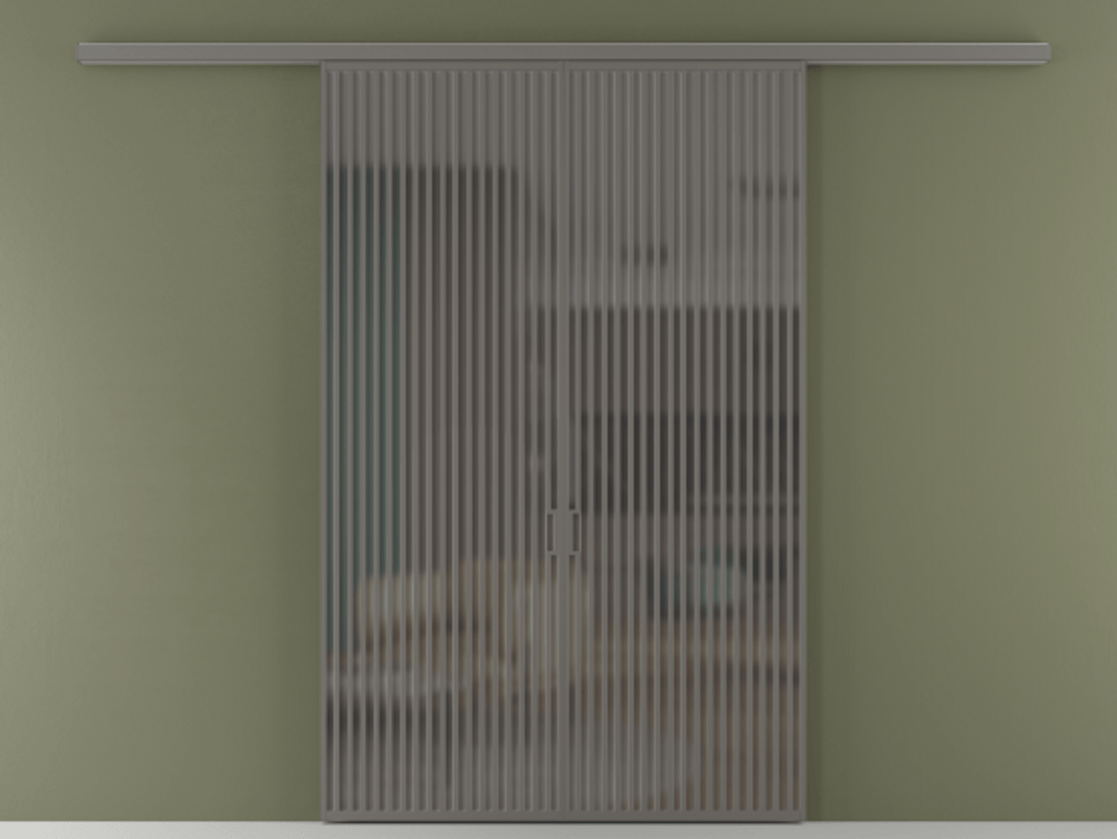 Перегородка Formato вдоль стены 2 створки АЛПР 040.06 Алюминий классический серый Сатинированное серое стекло, триплекс Цена 22940 Br | Volhovec