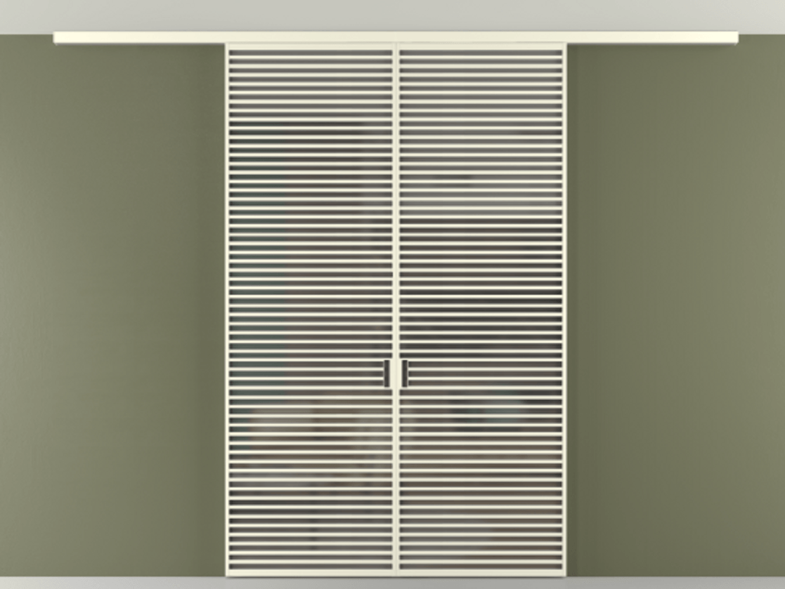 Перегородка Формато вдоль стены на потолок 2 створки АЛПР 040.07 Алюминий молочно-белый Сатинированное серое стекло, триплекс Цена 18620 Br | Volhovec