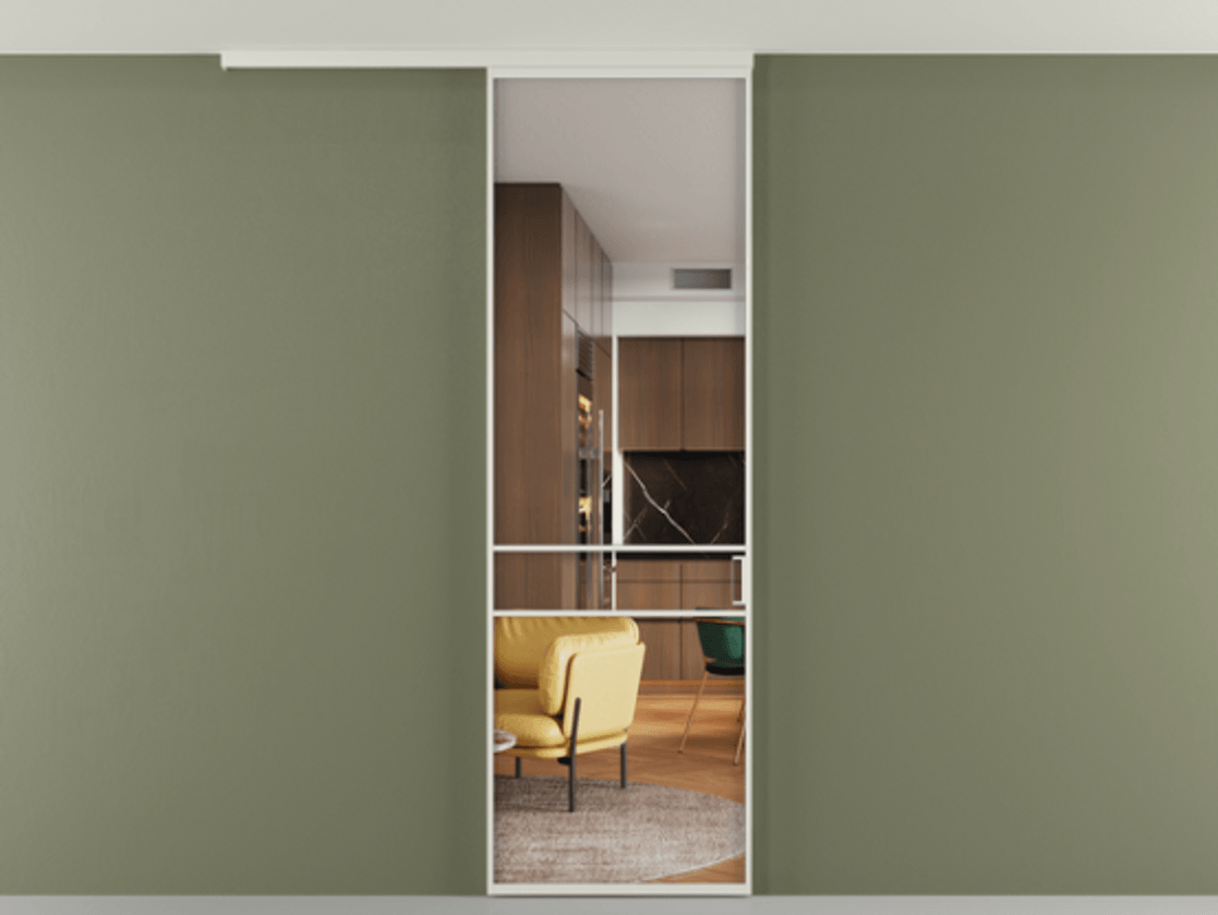 Перегородка Formato вдоль стены на потолок одностворчатая #VENDORCODE# #FURNISH# #GLASS# Цена #PRICE#  | Volhovec