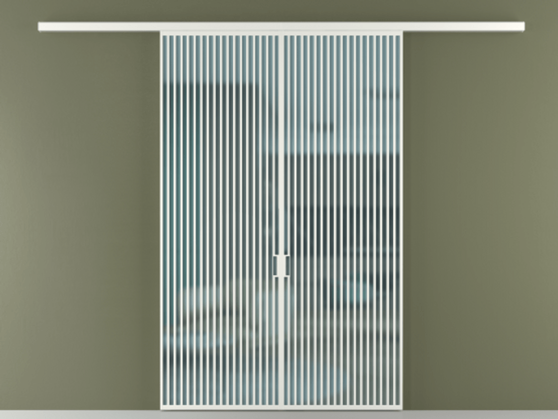 Перегородка Formato вдоль стены 2 створки АЛПР 040.06 Алюминий светло-серый Сатинированное голубое стекло, триплекс Цена 22900 Br | Volhovec