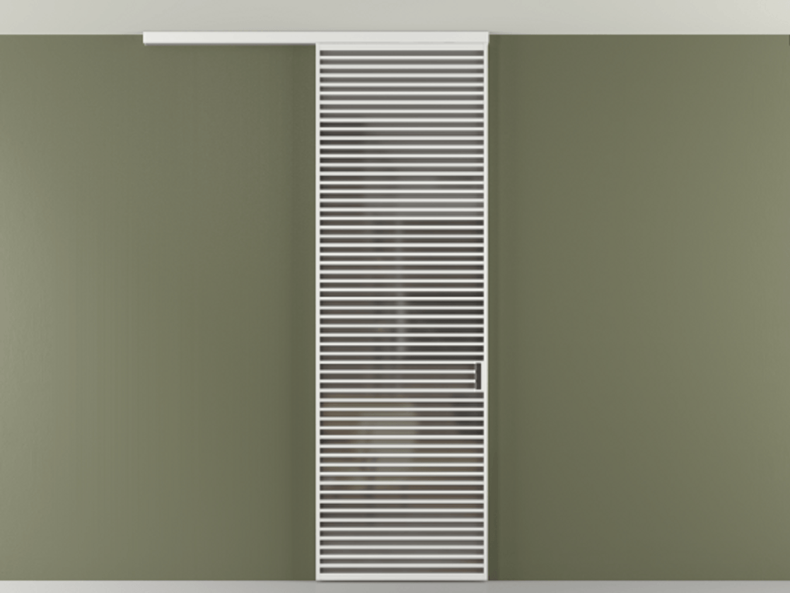 Перегородка Formato вдоль стены на потолок 1 створка АЛПР 040.07 Алюминий белоснежный Сатинированное серое стекло, триплекс Цена 9500 Br | Volhovec