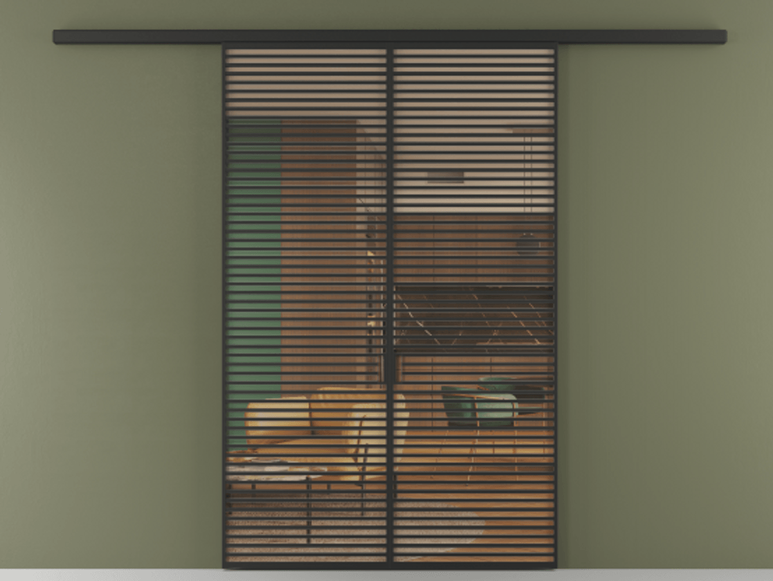 Перегородка Формато вдоль стены 2 створки АЛПР 040.07 Алюминий Черный Прозрачное оранжевое стекло, триплекс Цена 17500 Br | Volhovec