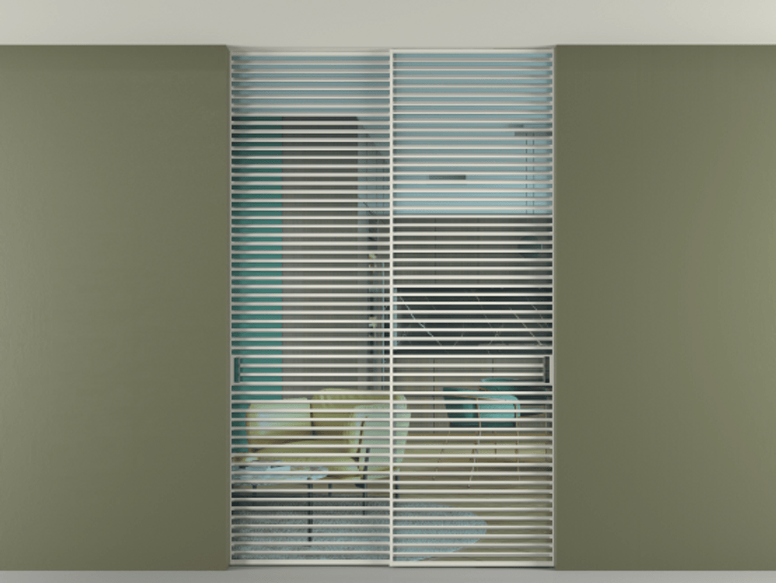 Перегородка Formato внутри проёма скрытое крепление в потолок 2 створки АЛПР 040.07 Алюминий Белый Прозрачное голубое стекло, триплекс Цена 21200 Br | Volhovec