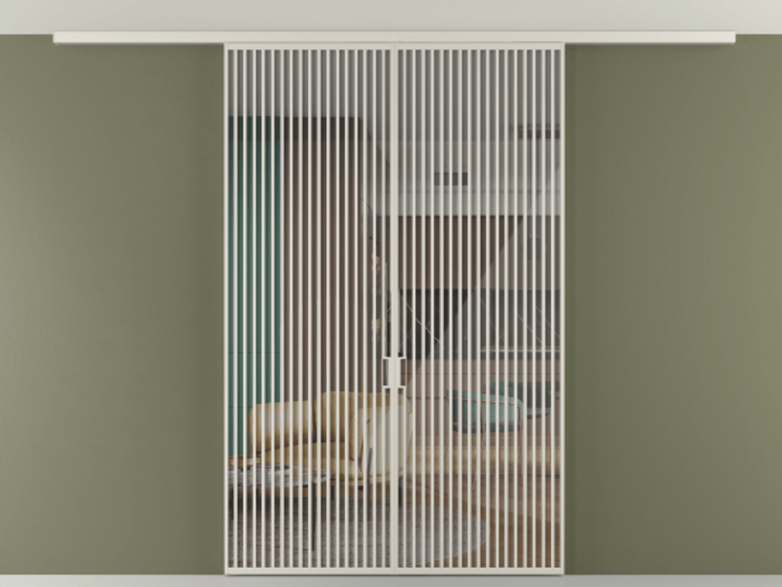 Перегородка Формато вдоль стены на потолок 2 створки АЛПР 040.06 Алюминий облачно-серый Рефлективное прозрачное стекло "Стопсол", калёное Цена 24570 Br | Volhovec