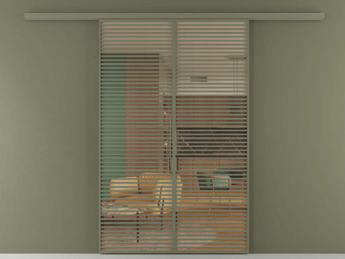 Перегородка Формато вдоль стены 2 створки АЛПР 040.07 Алюминий оливковый тёмный Прозрачное оранжевое стекло, триплекс Цена 18300 Br | Volhovec