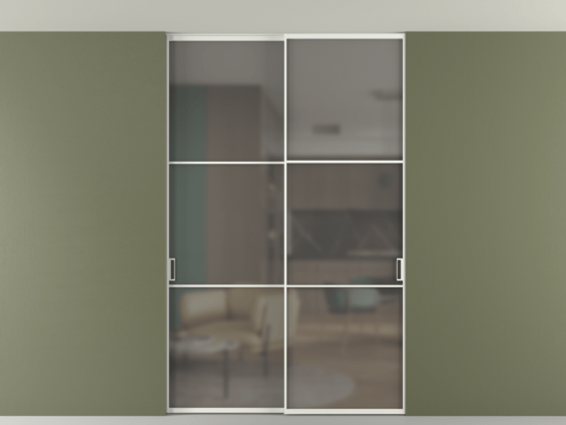 Перегородка Formato внутри проёма скрытое крепление в потолок 2 створки АЛПР 040.03 Алюминий светло-серый Сатинированное серое стекло, триплекс. Цена 13710 Br 1. Полотно 2 шт. (800/2100 мм)
2. Комплект установки раздвижной системы
3. Базовый комплект фурнитуры
4. Ручка RONDO. Фабрика дверей Волховец 8 (800) 551 43 19 Перегородка Formato внутри проёма скрытое крепление в потолок 2 створки АЛПР 040.03 Алюминий светло-серый Сатинированное серое стекло, триплекс Цена 13710 Br | Volhovec