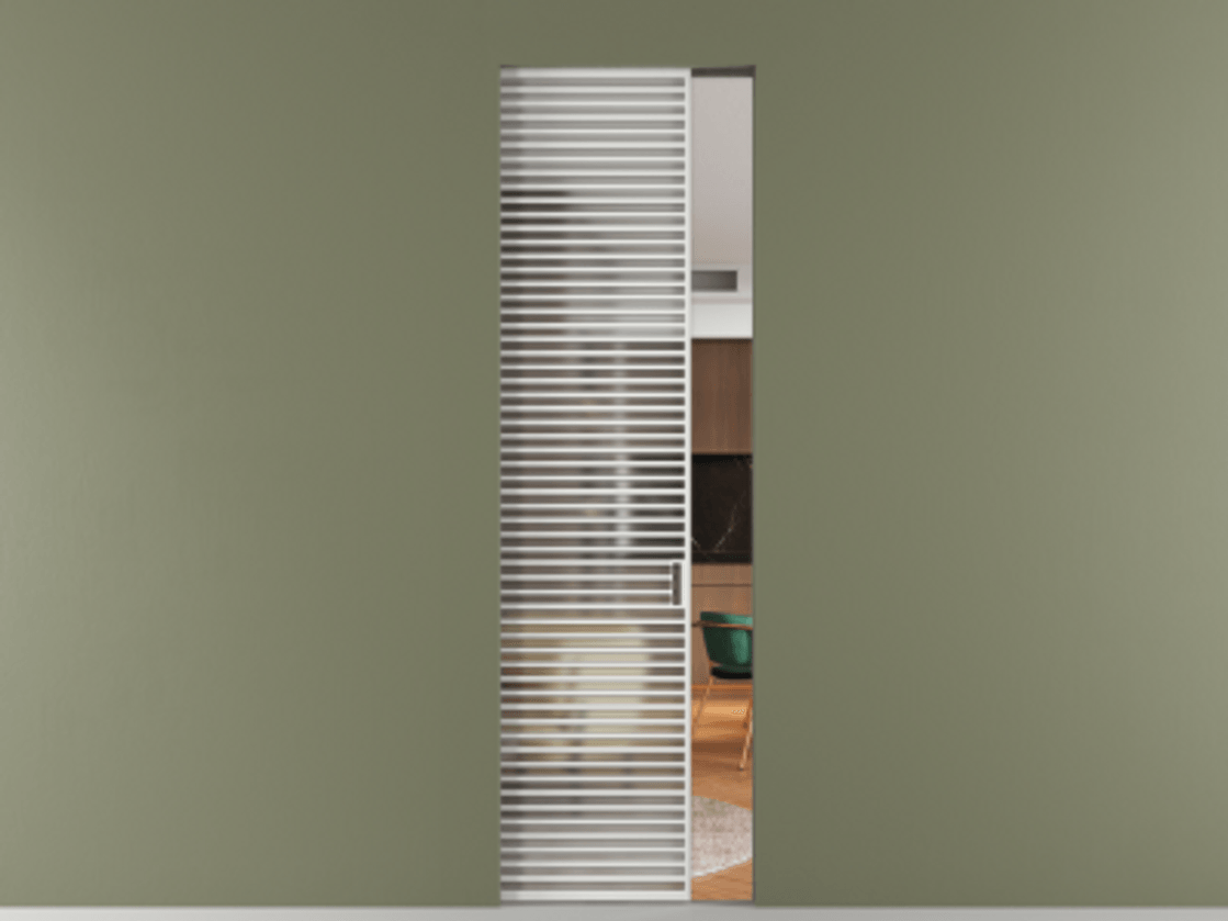 Перегородка Formato скрытый пенал 1 створка АЛПР 040.07 Алюминий белоснежный Сатинированное стекло "Мателюкс Кристал Вижн", калёное, матовое, каленое 6 мм Цена 14780 Br | Volhovec