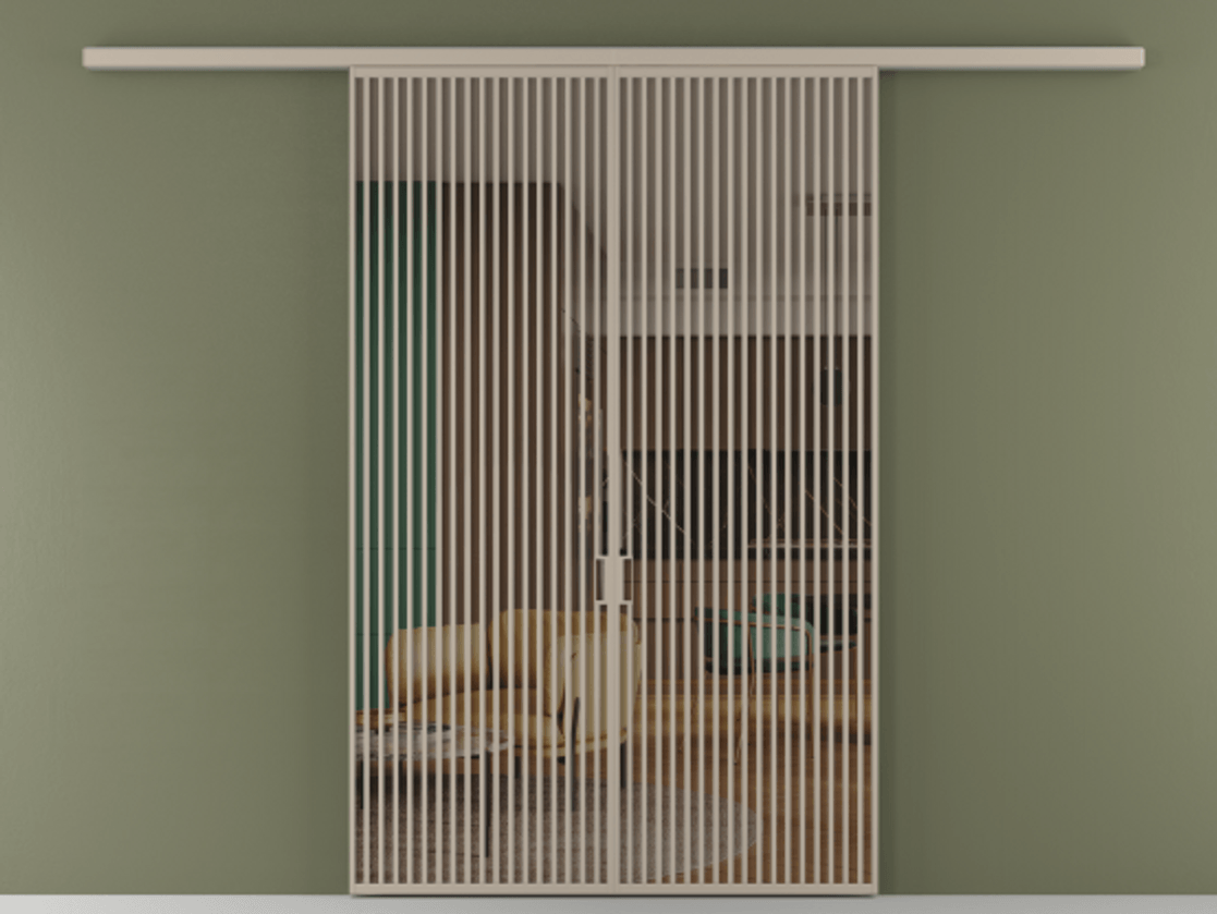 Перегородка Formato вдоль стены 2 створки АЛПР 040.06 Алюминий бисквитный Прозрачное бронзовое стекло, триплекс Цена 22940 Br | Volhovec