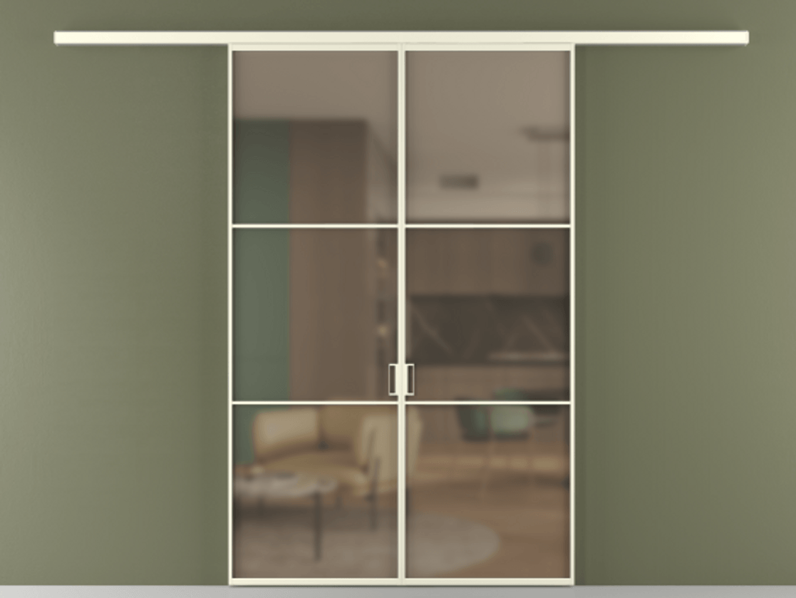 Перегородка Формато вдоль стены 2 створки АЛПР 040.03 Алюминий молочно-белый Сатинированное бронзовое стекло, триплекс Цена 10450 Br | Volhovec