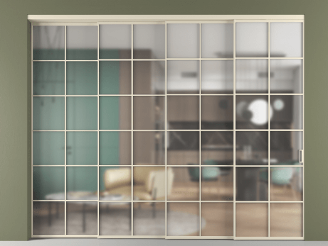 Перегородка Formato внутри проёма 4 створки с синхронным механизмом АЛПР 040.05 Алюминий бежево-серый Сатинированное стекло "Мателюкс Кристал Вижн", калёное, матовое, каленое 6 мм. Цена 31390 Br 1. Полотно 4 шт. (800/2100 мм)
2. Комплект установки раздвижной системы
3. Базовый комплект фурнитуры
4. Комплект фурнитуры телескопик синхро-3
5. Ручка RONDO
. Фабрика дверей Волховец 8 (800) 551 43 19 Перегородка Formato внутри проёма 4 створки с синхронным механизмом АЛПР 040.05 Алюминий бежево-серый Сатинированное стекло "Мателюкс Кристал Вижн", калёное, матовое, каленое 6 мм Цена 31390 Br | Volhovec