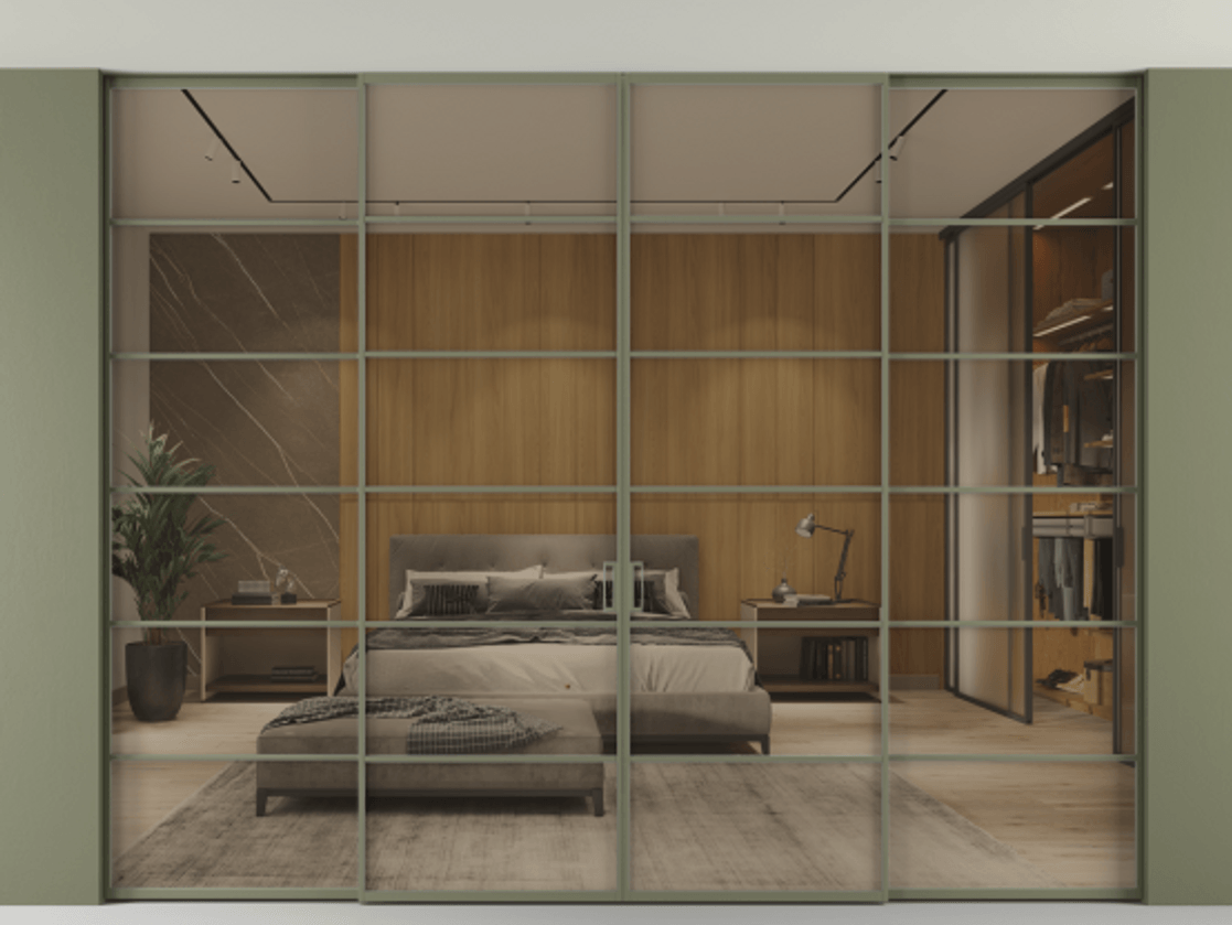 Перегородка Формато внутри проёма скрытое крепление в потолок 4 створки АЛПР 040.04 Алюминий оливковый тёмный Рефлективное бронзовое стекло "Стопсол", калёное. Цена 28340 Br 1. Полотно 4 шт. (800/2100 мм)
2. Комплект установки раздвижной системы
3. Базовый комплект фурнитуры
4.Ручка Рондо. Фабрика дверей Волховец 8 (800) 551 43 19 Перегородка Формато внутри проёма скрытое крепление в потолок 4 створки АЛПР 040.04 Алюминий оливковый тёмный Рефлективное бронзовое стекло "Стопсол", калёное Цена 28340 Br | Volhovec