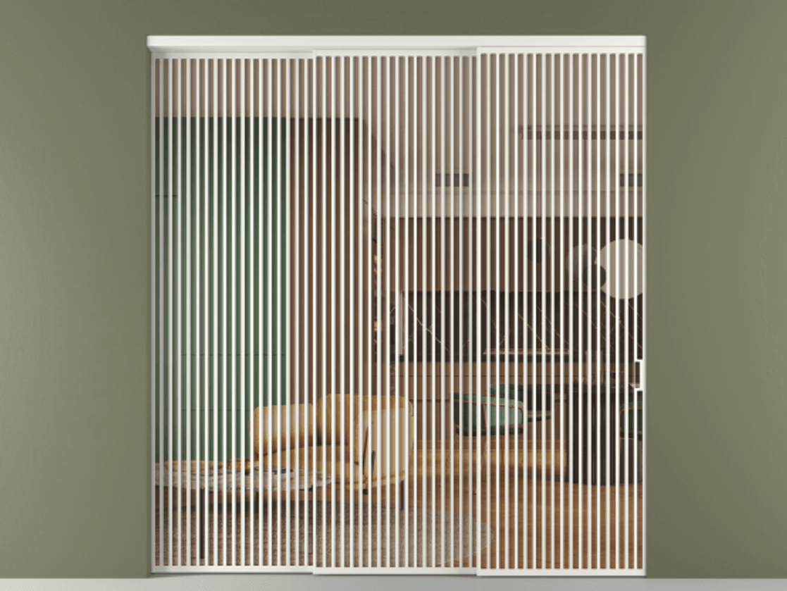 Перегородка Формато внутри проёма 3 створки с синхронным механизмом АЛПР 040.06 Алюминий светло-серый Прозрачное оранжевое стекло, триплекс Цена 31000 Br  | Volhovec