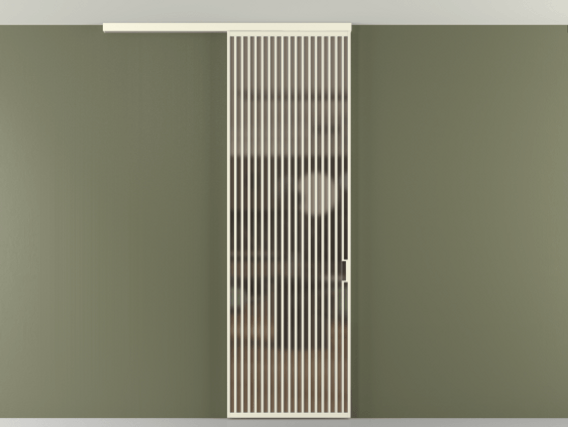 Перегородка Формато вдоль стены на потолок 1 створка АЛПР 040.06 Алюминий молочно-белый Сатинированное бронзовое стекло, триплекс Цена 9500 Br | Volhovec