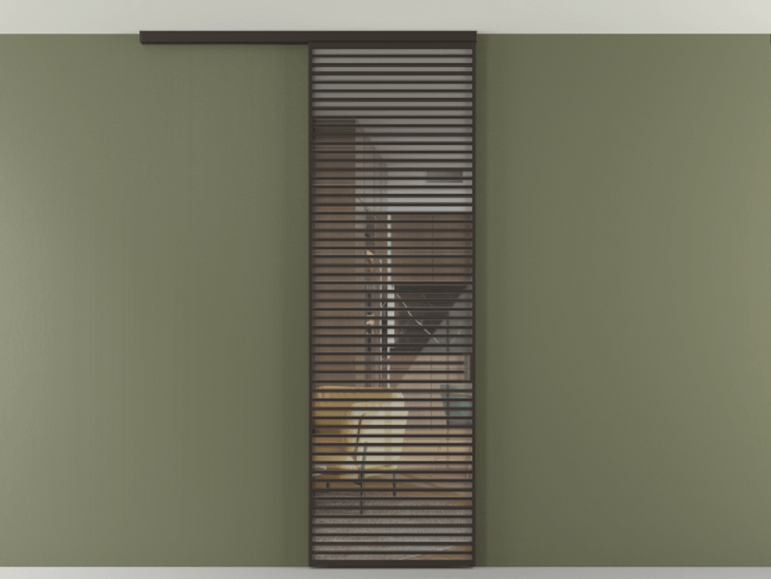 Перегородка Формато вдоль стены на потолок 1 створка АЛПР 040.07 Алюминий антрацит Рефлективное прозрачное стекло "Стопсол", калёное Цена 12470 Br | Volhovec