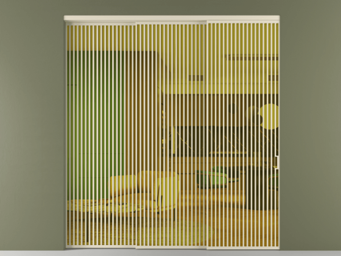 Перегородка Формато внутри проёма 3 створки с синхронным механизмом АЛПР 040.06 Алюминий бежево-серый Прозрачное жёлтое стекло, триплекс Цена 31000 Br  | Volhovec