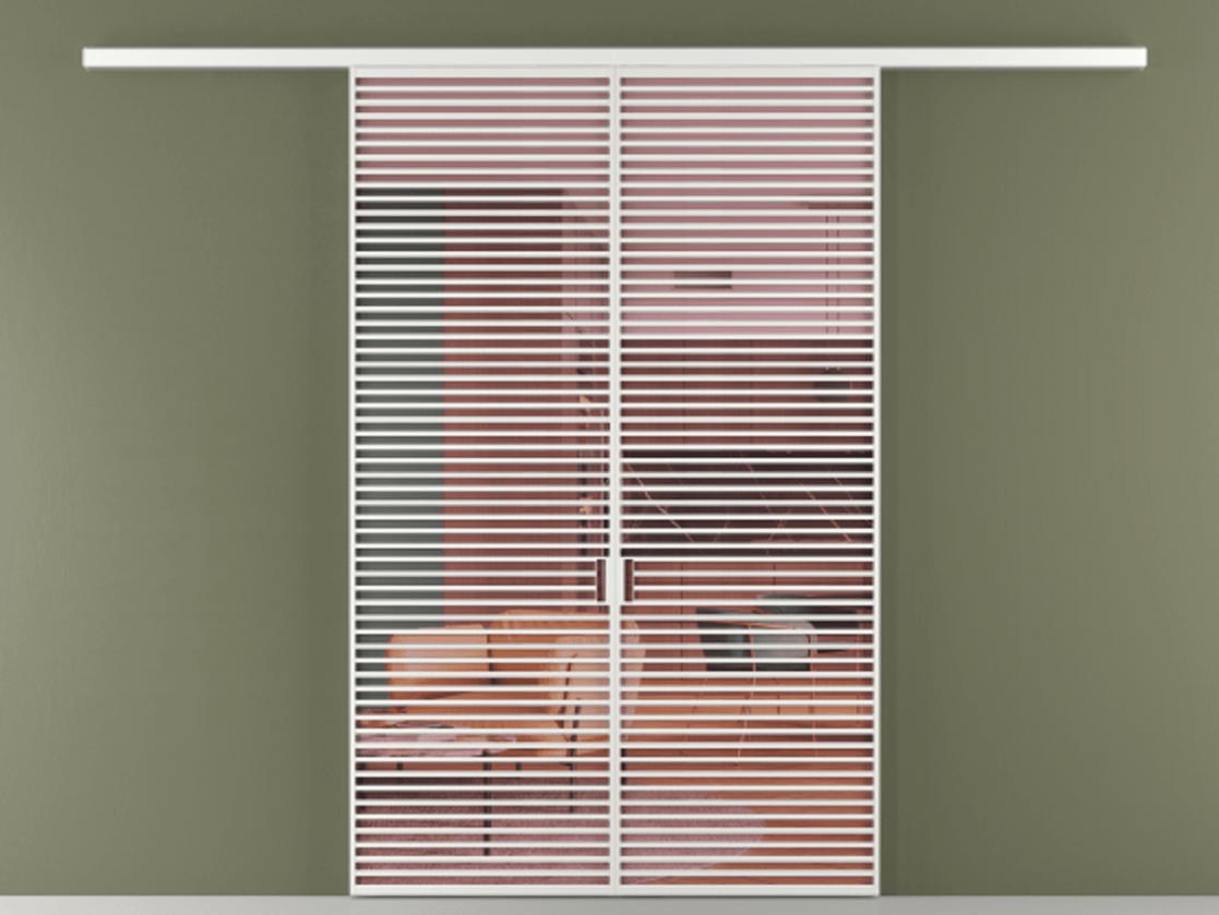 Перегородка Формато вдоль стены 2 створки АЛПР 040.07 Алюминий белоснежный Прозрачное розовое стекло, триплекс Цена 18300 Br | Volhovec