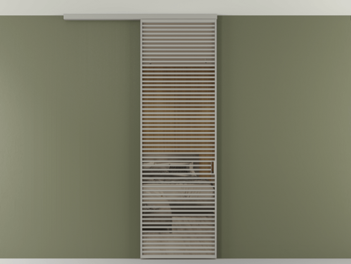 Перегородка Формато вдоль стены на потолок 1 створка АЛПР 040.07 Алюминий нейтральный серый Рефлективное бронзовое стекло "Стопсол", калёное Цена 10350 Br | Volhovec